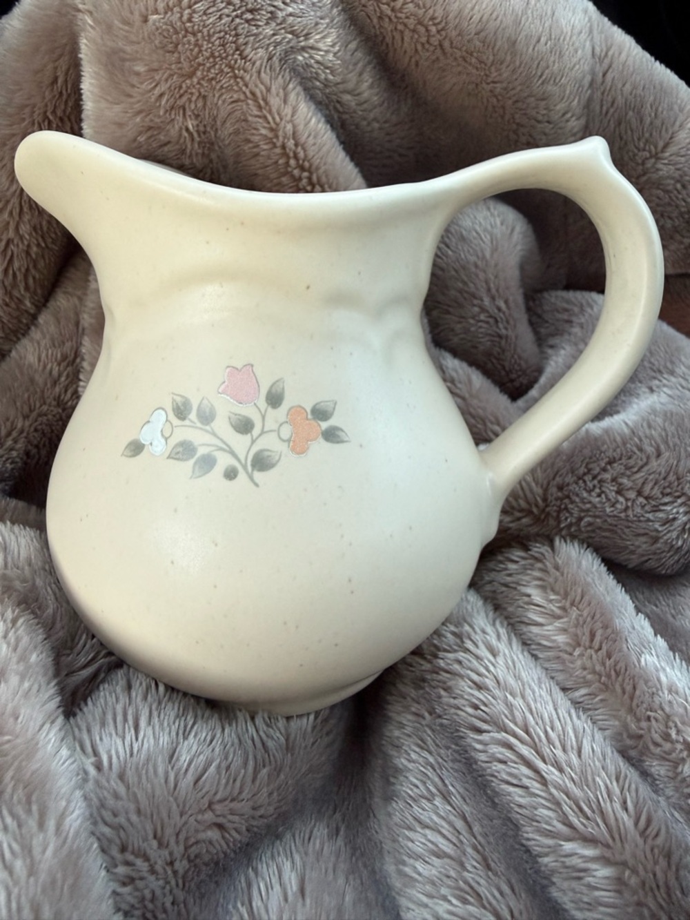Pfaltzgraff Cream Floral Ceramic Pitcher with Pink and Orange Accents